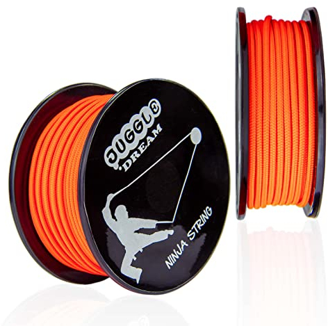 Juggle Dream Ninja Professionelle Diabolo Schnur mit Extra Dichtem Gewebe und Glatter Oberfläche — Ideal für Mehrere Wickel, Neonorange (10m)
