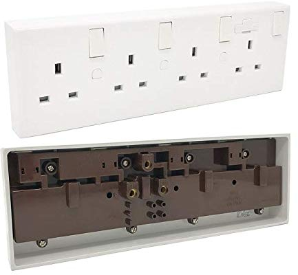 K M Electronics® Single OR Double 1 OR 2 Gang to 4 Gang Switched 13A 13 AMP Socket Converter