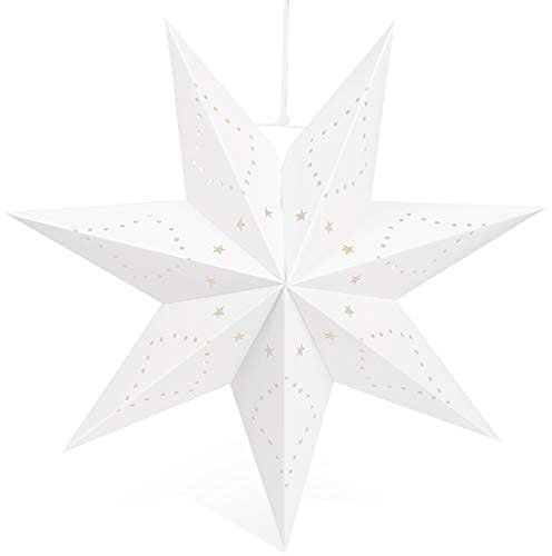 Wishstar Paper Star Lantern, Diámetro 45 cm Stelle di Carta da Appendere, Decorazione per Natale, Matrimoni, Compleanni, Feste, Baby Shower, Vacanze (Punto Bianco 1pcs)
