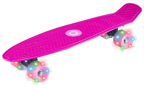 EVO 22,4 Zoll Leuchtendes Penny Board Pink | Skateboard für Anfänger & Profis | Roller Skateboard mit Leuchträdern für Kinder & Jugendliche | Mini Cruiser Komplettboard | Ab 3 Jahren.