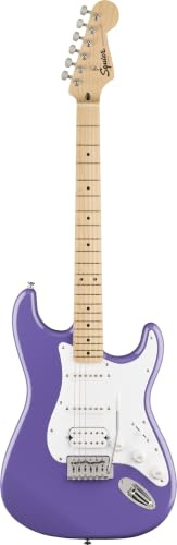 Squier by Fender Sonic Stratocaster HSS Guitarra Eléctrica, Ultraviolet | Guitarra eléctrica para principiantes, pastillas HSS, mástil fácil de tocar, lecciones virtuales gratuitas