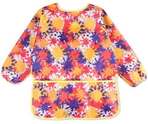 PLABBDPL Grembiule Pittura Bambini, Impermeabile con 3 Tasche, per dipingere, Artigianato, Cucinare