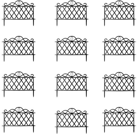 Multiple Pack of White and black Plastic Garden Border Lawn Fence Edging (12, BLACK)