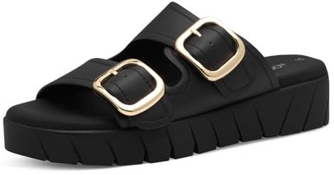 s.Oliver Damen Pantoletten mit Schnallen Plateau, Schwarz (Black), 39 EU