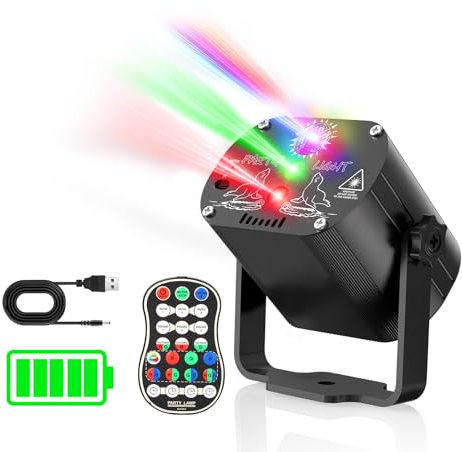 Tyonto LED Luci Discoteca Da Palla Wireless 4500mAh, Con 60 Effetti Stroboscopici, Testa Mobile Controllate Dalla Musica. Include Telecomando e Cavo USB 2M Per DMX DJ, Colorate e Eventi Luce
