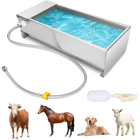 Ausla Abreuvoir Automatique pour Bétail, 7,5 L, en Acier Inoxydable 304, Auto-remplissant, pour Chiens, Chevaux, Vaches, Chèvres