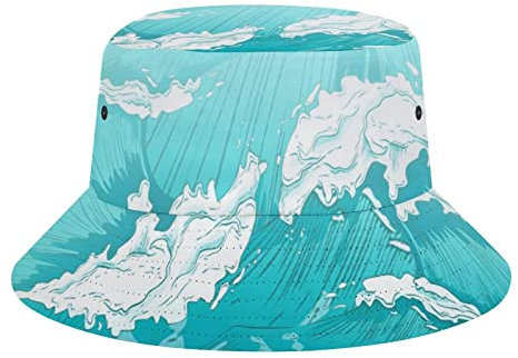Herren Dame Fischerhut Blaue Weiße Ozeanwelle Fischerhüte Mode Fisherman Caps Modische Anglerhut Für Camping Reisen Frühjahr