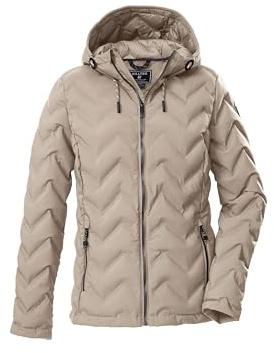 killtec Donna Giacca trapuntata/funzionale in piuma d'oca con cappuccio KOW 23 WMN QLTD JCKT, hell taupe, 44, 43305-000