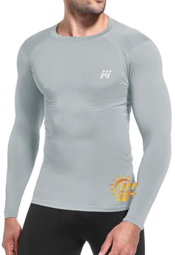 MEETWEE Rashguard Uomo a Maniche Lunghe,Maglia da Bagno con Protezione UV UPF 50+,Asciugatura Rapida e Tessuto Compressivo Traspirante per Surf