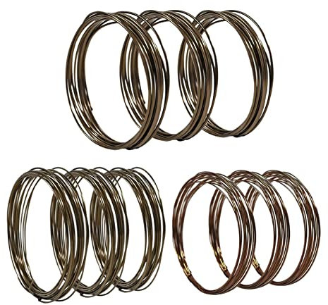 Contencinty Kit di fili per bonsai, 9 rotoli di filo in alluminio anodizzato, in 3 dimensioni, per modellare gli alberi bonsai da interni, marrone