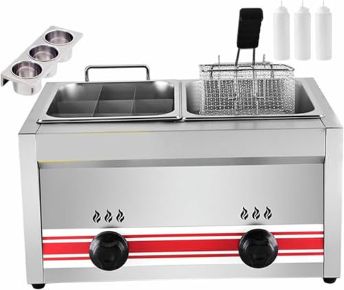 Fryer Commercial, Friteuse À Huile Professionnelle Avec Paniers Et Tapas, Panier De Friteuse À Graisse Électrique 20 L, Réservoir De Frites À Double Frites, Pour De Délicieux Aliments Froids /
