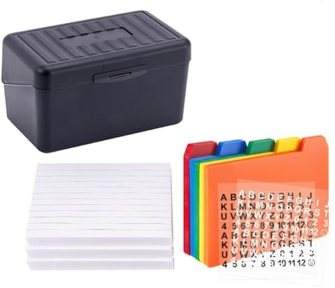 Mskidand Portatarjetas con separadores y tarjetas de índice rayadas, 30 divisores de tarjetas de índice, 300 tarjetas de índice rayadas de 3 x 5 pulgadas