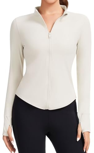 Sillictor Zip Up Gym Jackets Women Tight Fit UPF 50+ Running Jacket Women Long Sleeve Soft Yoga Hiking Training Tops with Thumb Hole, High Wicking Quick Dry Breathable