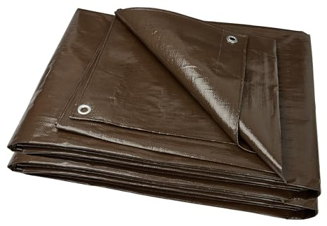 Garronda Lonas Impermeables Exterior – 5x6 m 200 g/m² – Lona Suelo Camping con Ojales – Resistente a los Rayos UV, antidesgarro – tarp PP para Muebles de jardín, Coche, Madera – GD-0162, Marrón