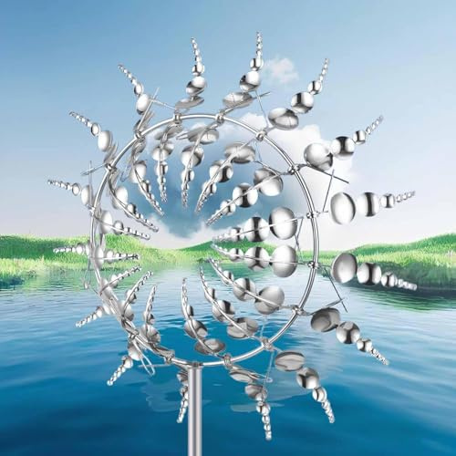 Einzigartige Magische Metall Windmühle, 3D Metall-Windmühle Windspiele Spinner Skulpturen Windfänger für Außenterrassen, Patio Rasen, Garten