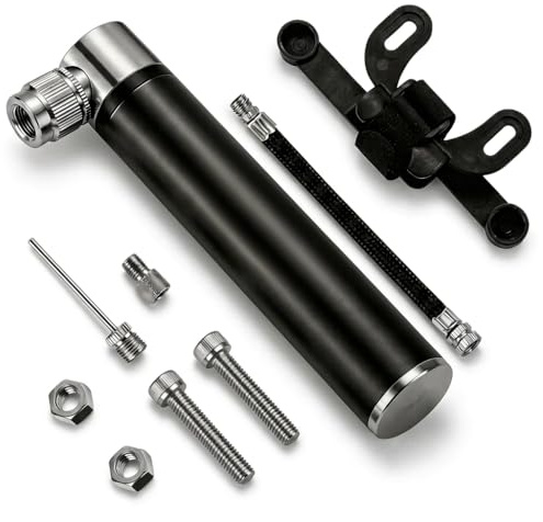 Portable Mini Bike Pump Aluminum Alloy Bicycle Pump | Fast Inflation Presta and Schrader Valve Hand Cycling Tyre Pump Cycle Tire Air Pump with Mount Kit for Road Mountain BMX Bike