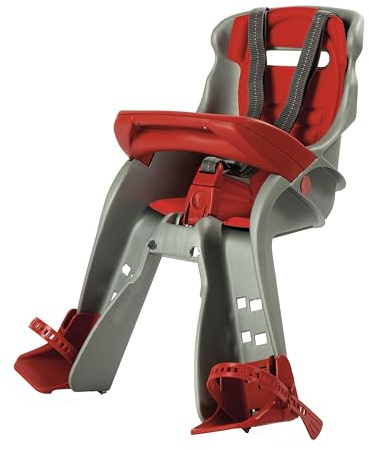 OKBABY Orion - Asiento Delantero de Bicicleta para niños- Sujeción en la Barra de dirección - para bebés de 7/8 Meses (15 kg) - Rojo y Plateado