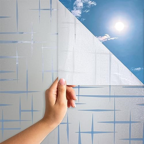 MARAPON® Fönsterfilm i Frostat Glas med Stjärnmönster [90x200 cm] Inkl E-Bok med Professionella Tips - Statisk Vidhäftning - Insynsskydd Självhäftande Ogenomskinlig - Fönster Film