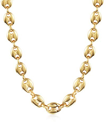 WISTIC Coffee Bean Necklace Stacke Link for Women Adjustable Clasp Gold Plated Stainless Steel Link Charm Chain for Men and Adults Fashion Gift