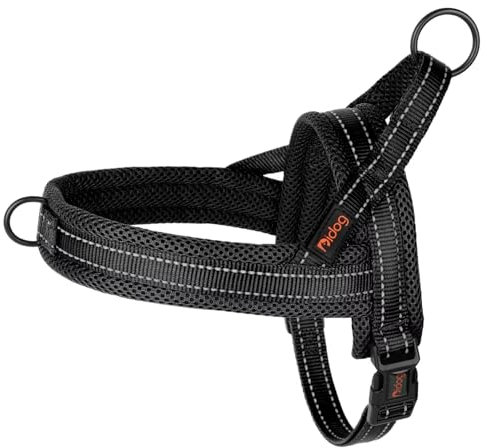 Didog No Pull Dog Harness with Soft Mesh Padded,Reflective & Quick Fit Light Weight Dog Strap Vest Harness,Easy for Walking Training (L:Chest 26-32, Mesh-Black)