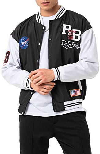 Redbridge Veste pour homme Veste universitaire 2-Ton RB, Noir , L