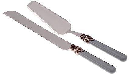 Rivadossi Sandro 1602D10 Set di Pala e Coltello per Torta, 2 Pezzi-Classic-100% Made in Italy, Artigianalità e Design, Acciaio Inox 18/10, Grigio