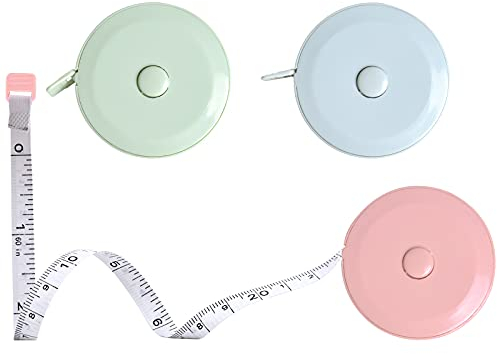 Wisebom Mètres Rétractables pour Couture, 3Pcs Ruban à Mesurer Souple Double Face de 150cm/60in, Portable pour Mesurer Longueur Buste et Taille
