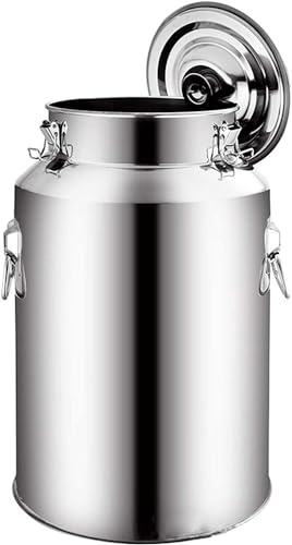 YWQJL 201Bidon De Lait en Acier Inoxydable, Bidon De Baratte à Lait Pot Seau à Vin Baril Seau à Eau Huile RéServoir à Thé avec Couvercle Scellé,pour Stocker des Liquides Et des Solides(7L)