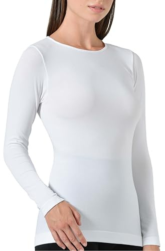 Risalti Maglia Donna in Viscosa di Bamboo Senza Cuciture | Sotto Giacca Donna Manica Lunga Elastica, Traspirante e Morbida, Intimo Senza Cuciture per Pelli Sensibili, Made in Italy