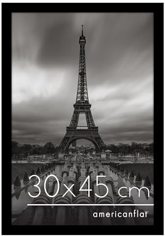 Americanflat Cadre Photo 30x45 cm Noir - Bois MDF avec Vitre Plexi Poli & Matériel de Suspension - Cadre Photo 45x30 cm pour Suspension Horizontale ou Verticale