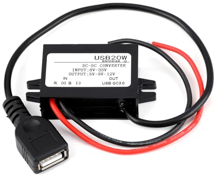 Transformador 12V a 5V, Convertidor de Voltaje para Automóvil, DC-DC 8-23 V Convertidor Regulador, 12V / 24V a USB 5V 3A Adaptador de Fuente de Alimentación, Voltaje del Convertidor DC-DC Reductor
