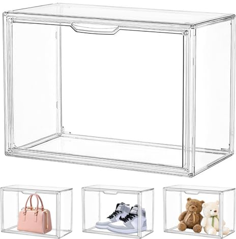 Vitrina Expositora Transparente de Acrílico - Caja de Exhibición para Colección de Figuras - Expositor de Miniaturas, Vitrina de Colección con Puerta Magnética y Manija - 36x27x23cm