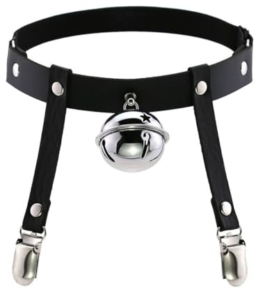 WATIIFUFU Giarrettiera Elastica Punk in Pelle Nera Campanello, Anello Decorativo Per Gamba, Design Semplice Regolabile, Accessorio Gotico Per Serate e Club, Taglia Unica