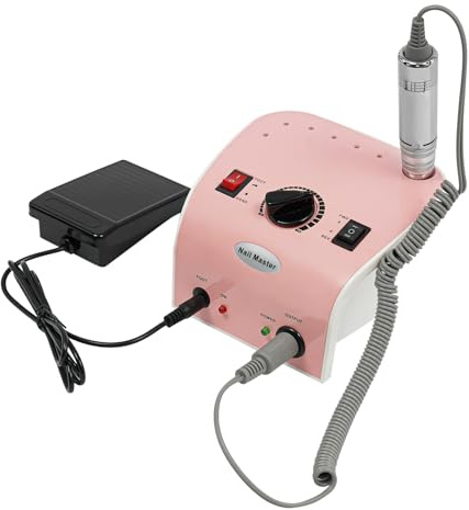 Fresa de uñas eléctrica con 5 taladros, CC 12 V, 35000 rpm, lima de uñas eléctrica, fresadora de uñas, lima de uñas, velocidad ajustable para uñas acrílicas, uñas de gel, callos