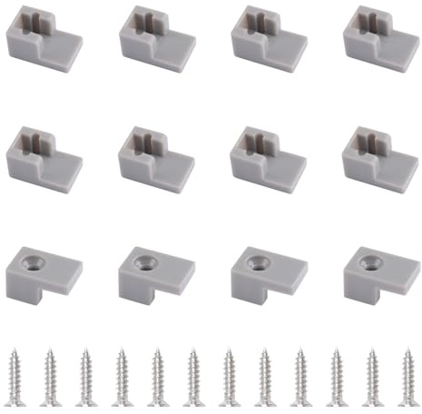 INCREWAY 12PCS L-Shaped Glass Clamp Gray Partition Glass Clip for Partitioning Bathroom Doors, Plastic Clip Accessories Suitable for Transparent Shower Sliding Doors