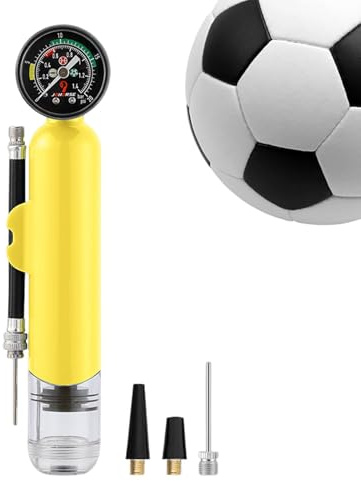Pompa ad aria per palloni - Pompa sportiva portatile 120 PSI, display manometro, prolunga ugello tubo | Dispositivo di gonfiaggio per palloni da ginnastica per calcio, basket, calcio, pallavolo, allen