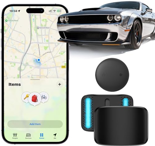 GPS Tracker for Vehicles (iOS Only), Mini Magnetic GPS Car Tracker Devices Hidden,No Subscription Work with Apple Find My Locator Bluetooth Waterproof Tracker Tag for Cars Bikes Key Pets Motorcycle