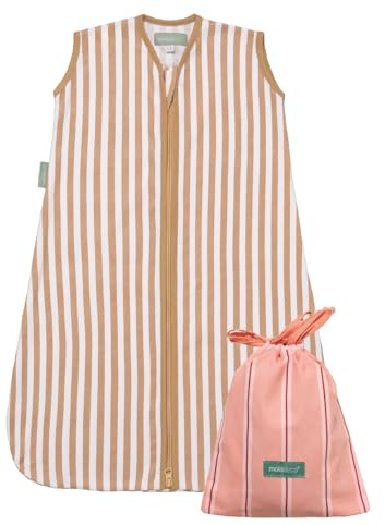 molis&co - Saco de Dormir para bebé 0.5 TOG - 95 cm (18-36 Meses) - Saco Dormir Bebe Verano sin Mangas - Saco de Dormir para Niños Niñas (Unisex) - 100% Algodón (Certificado Oeko-Tex) - Sand Stripes
