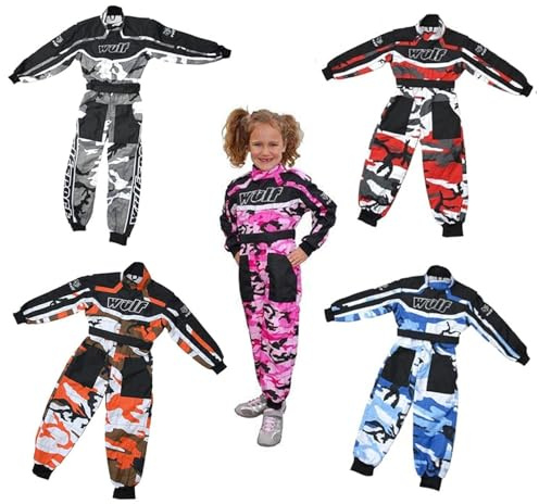 Wulfsport Junior - traje de Kart niños con diseño de camuflaje, mono para Motocross Quad, carreras.