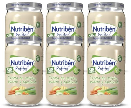 Nutribén Potitos, Tarrito de Crema De Patatas, Puerro Y Zanahoria, Para Bebés a Partir de 6 Meses, Sin Almidones, Sin Azúcares Añadidos, Ingredientes Naturales y Saludables| Pack de 6x235 g, 1410 g
