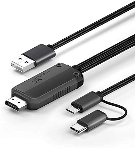 YEHUA Cavo da USB C a HDMI, 2-in-1 Micro USB/MHL a Adattatore HDMI 1080P per Tutti i Telefoni/Tablet Android/USB C iPad a TV/Proiettore