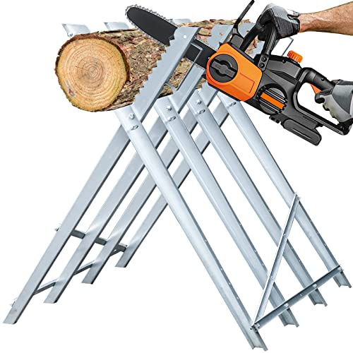 Lospitch Caballete para sierra de madera, 81 x 80 x 80 cm, capacidad de carga de hasta 150 kg, estructura de sierra galvanizada, plegable