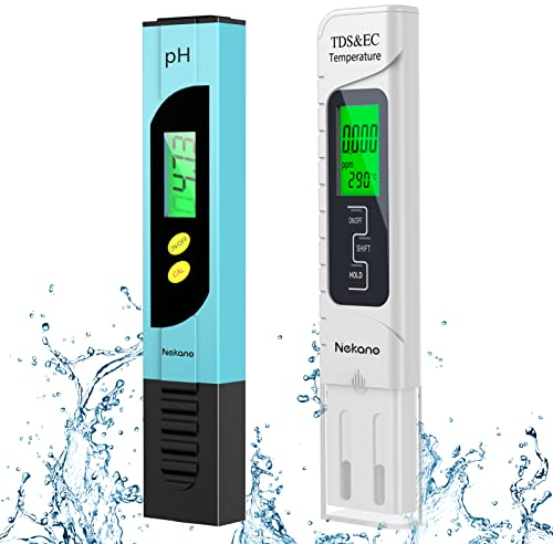 2 PCS 4 en 1 Medidor pH Piscina Nekano Medidor de PH/TDS/EC/Temperatura ph piscina digital medidor medición precisa y rápida,prueba de calidad del agua para piscina,acuario,laboratorio