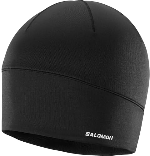 Salomon Active Mens Beanie, Made from Micro Fleece, Washable, Quick Drying, Ideal for Winter Activities and Nordic Ski, Black, One Size