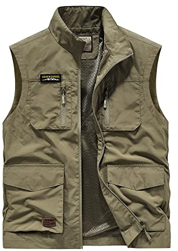 MeiLayM Herren Outdoor Weste mit Vielen Taschen Ärmellose Anglerweste Leicht Atmungsaktiv Ärmellose Jacke Jagd Fotografie Camping Sommer Multifunktionsweste Nylon Angeln Weste