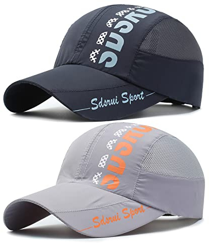 AYPOW 2 Pièces Casquette de Baseball Homme, Sport Outdoor Chapeau de Baseball Unisexe, Séchage Rapide Chapeau de Soleil Lègére Respirant for Sport Hip Pop Golf