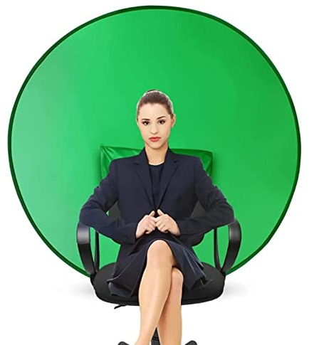 Toile de Fond D'écran Vert Rond de 56 Pouces, Toile de Fond de Webcam Pliable Portable, Fond de Chaise D'écran Vert pour Les Chats Vidéo, Diffusion en Direct