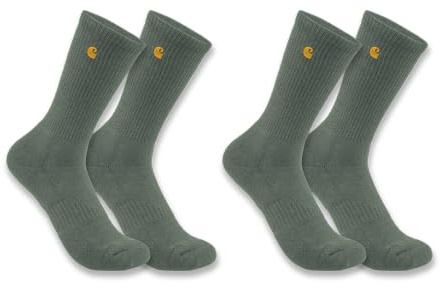 Carhartt Force Midweight Crew Sock 2 Pack Chaussettes de Travail, Olive, L (Lot de 2) Homme