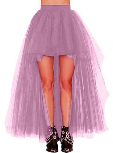KBOPLEMQ Falda de tul para mujer, sexy, espalda larga, mullida, con cola de milano, tutú, ballet, vestido de boda, Rosa., XL