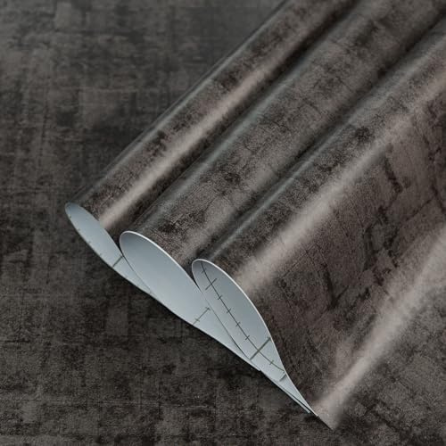 TOTIO Svart tapet 40 cm x 3 m extra bred mörkgrå självhäftande film betongutseende självhäftande tapet gör-det-själv vinylväggfolie vattentät möbelfolie gråsvart matt förtjockad luftledande design